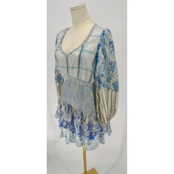 NWT LoveShackFancy Sienne Ocean Spray Mist Silk Mini Dress Size 4 $495